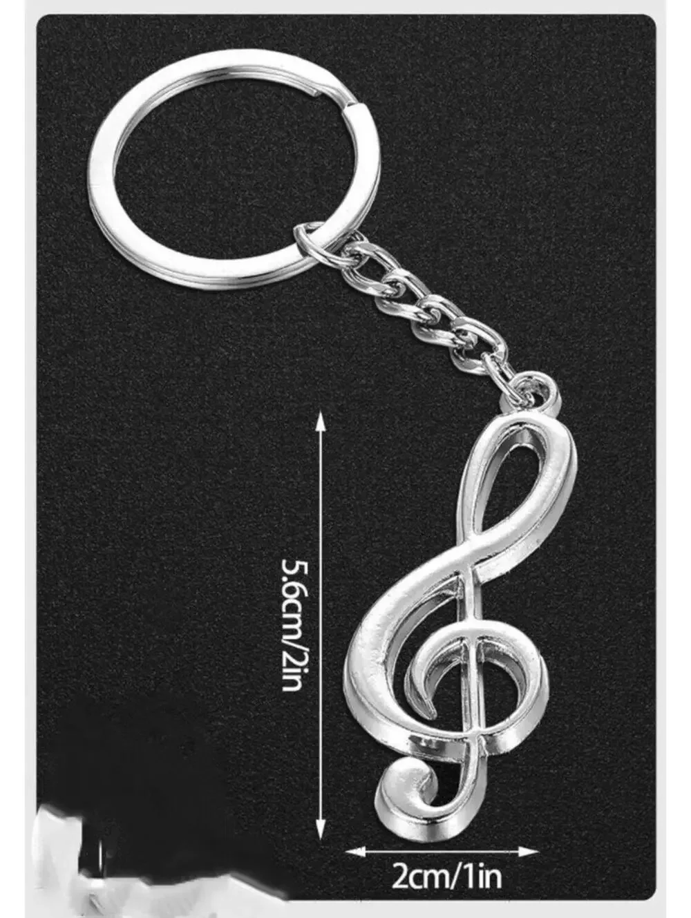 Clear Acrylic Keychain Holder with Metal Clip and Treble Clef Charm